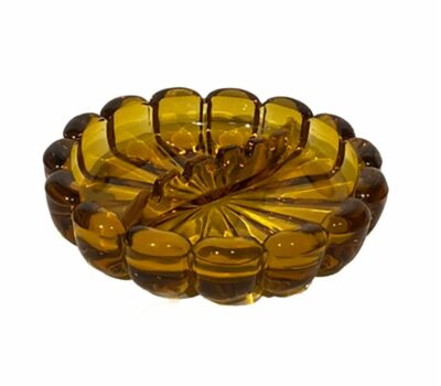 Vintage Golden Viking Glass Ashtray