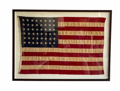 Vintage Framed 48 Star American Flag with Hand Sewn Stars