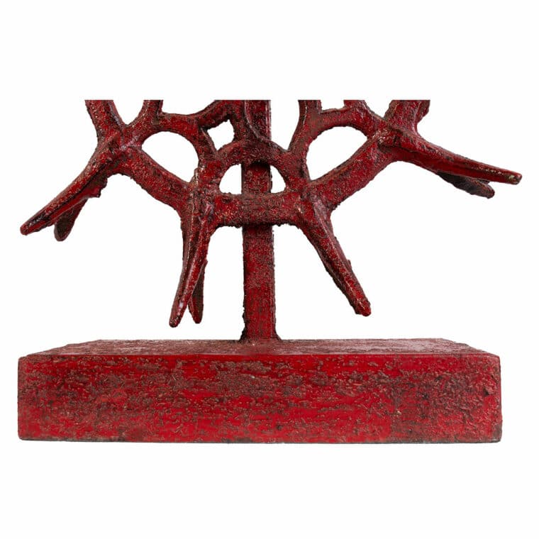 Pair of Red Metal Found Spindle Lamps - Image 3