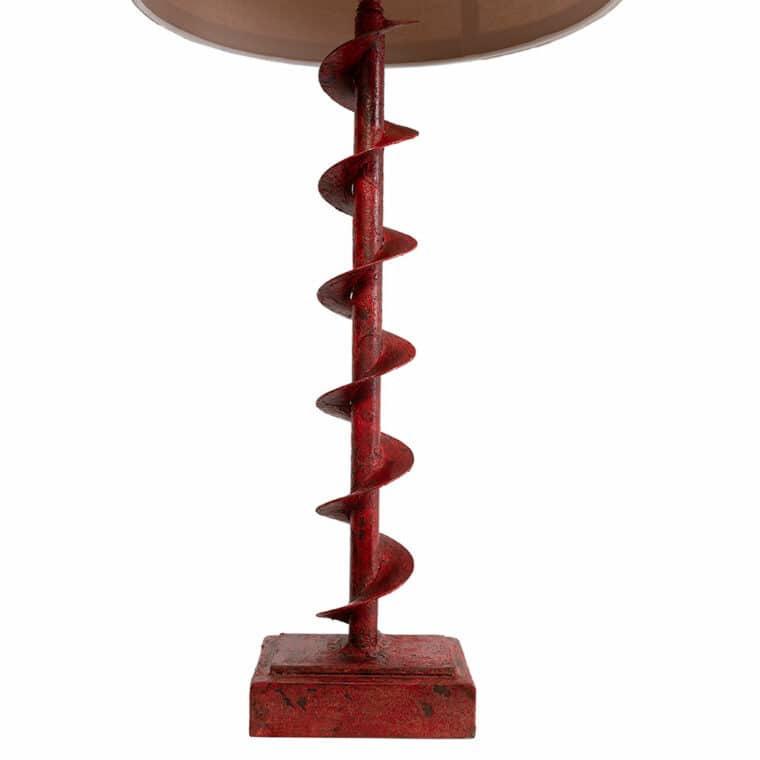 Pair of Tall Red Painted Iron Spiral Lamps - Image 2