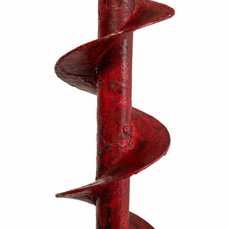 Pair of Tall Red Painted Iron Spiral Lamps - Image 3