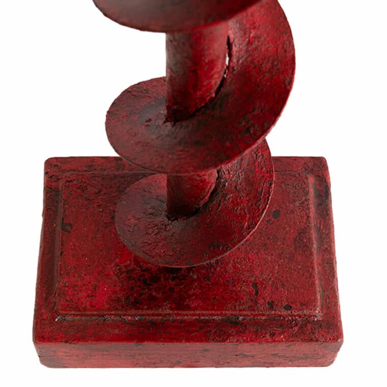 Pair of Tall Red Painted Iron Spiral Lamps - Image 4